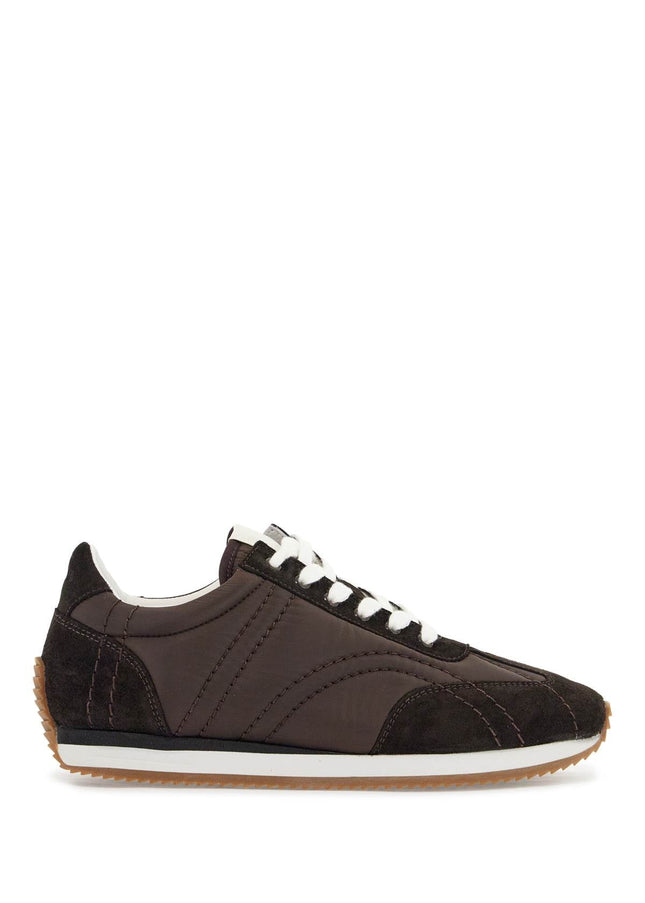 Toteme dark brown suede sneakers with recycled materials and non-slip sole