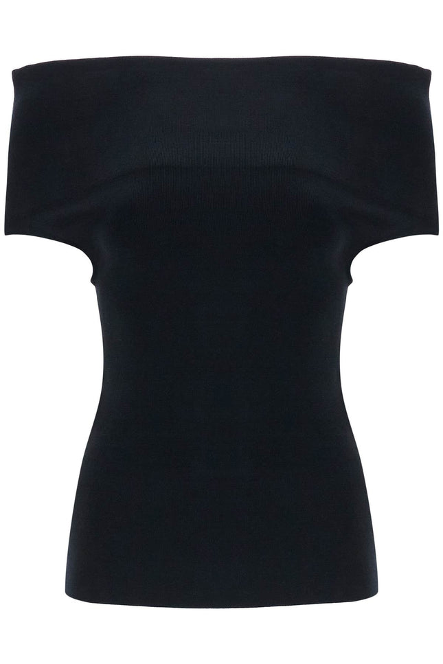 Toteme off-shoulder double-knit top in black viscose