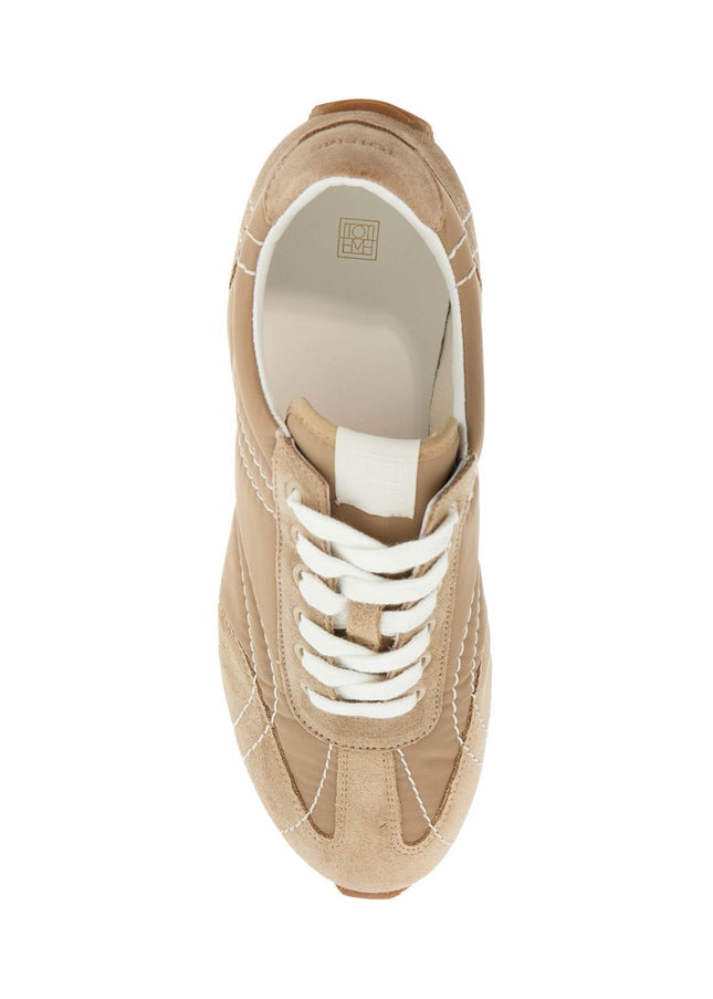 Toteme sneakers in recycled polyamide sand with suede finish