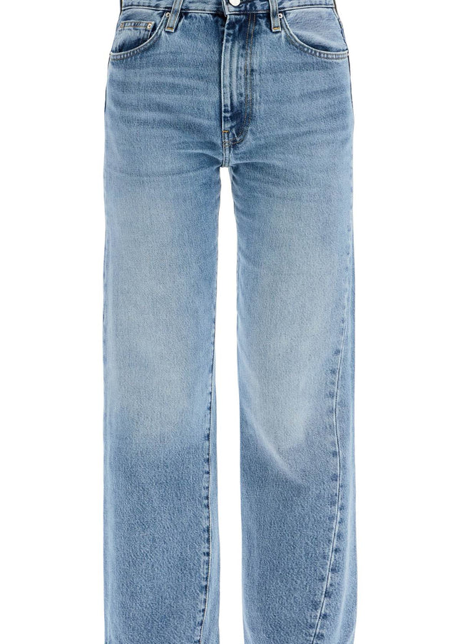 Toteme worn blue organic cotton jeans with twisted seams