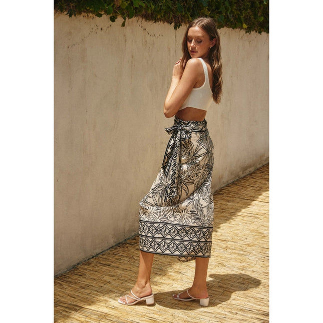 Tropical Border Midi Wrap Skirt