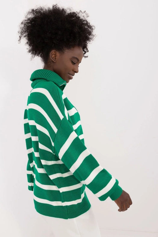 Turtleneck Badu Striped Sweater Green