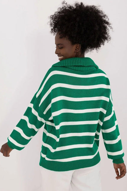 Turtleneck Badu Striped Sweater Green