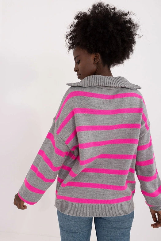 Turtleneck Badu Striped Sweater Grey