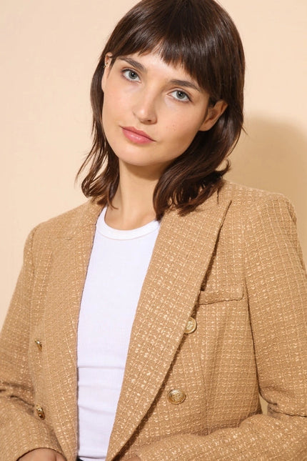 Tweed Blazer Jacket Camel