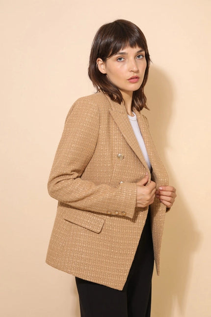 Tweed Blazer Jacket Camel