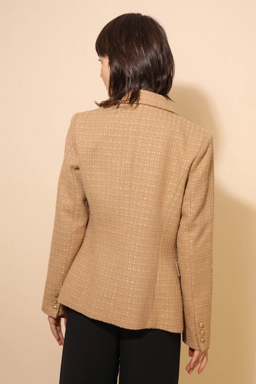 Tweed Blazer Jacket Camel