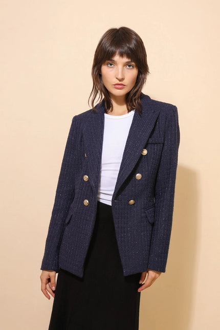 Tweed Blazer Jacket Navy