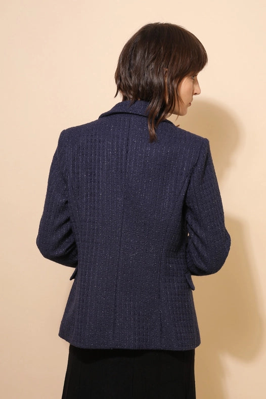 Tweed Blazer Jacket Navy