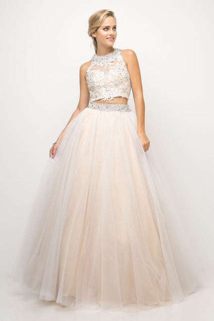 Two Piece Ball Gown with Lace Beaded Top-0