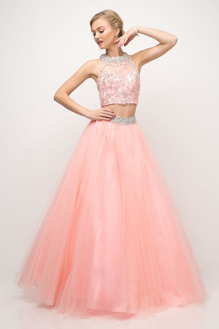 Two Piece Ball Gown with Lace Beaded Top-1