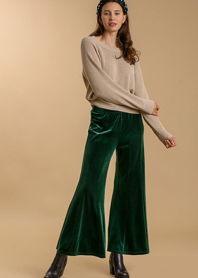 Umgee High Rise Elastic Waist Flare Pants