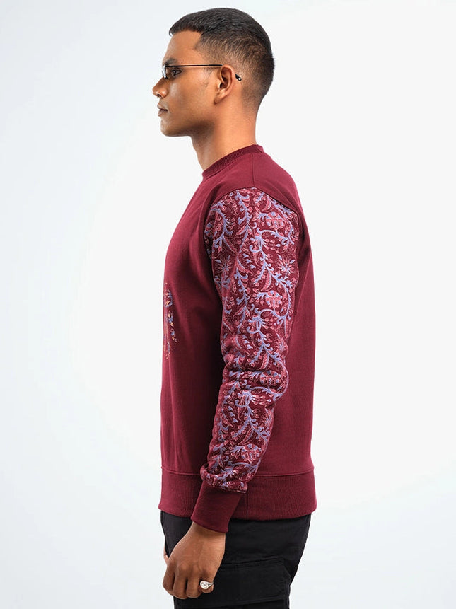 Unisex Printed Crewneck Sweatshirt - Maroon-Clothing Sweatshirts-Pali-Urbanheer