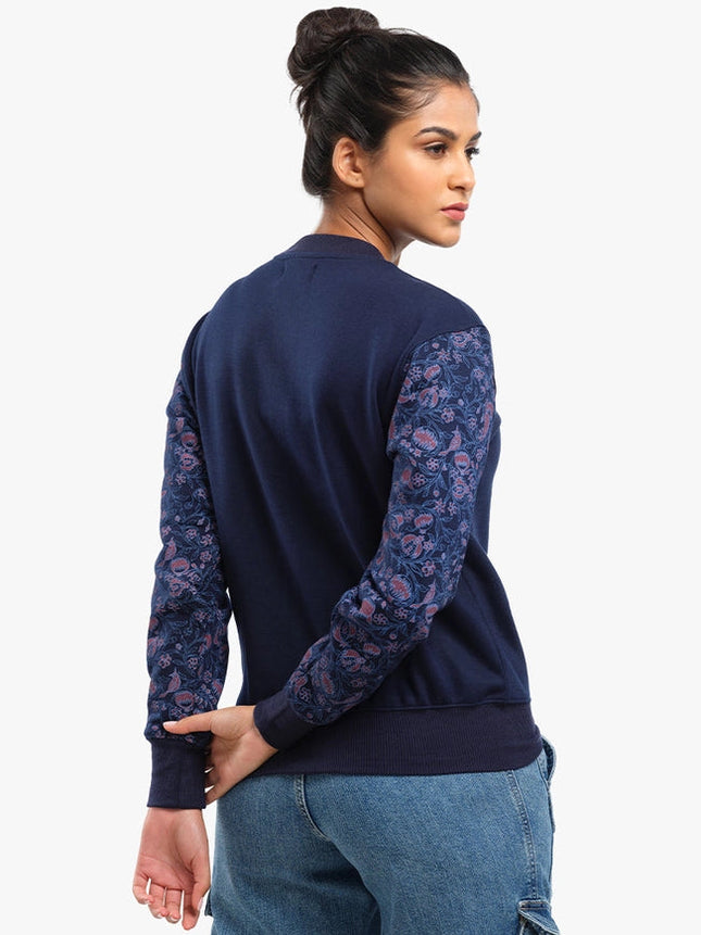 Unisex Printed Crewneck Sweatshirt - Navy-Clothing Sweatshirts-Pali-Urbanheer