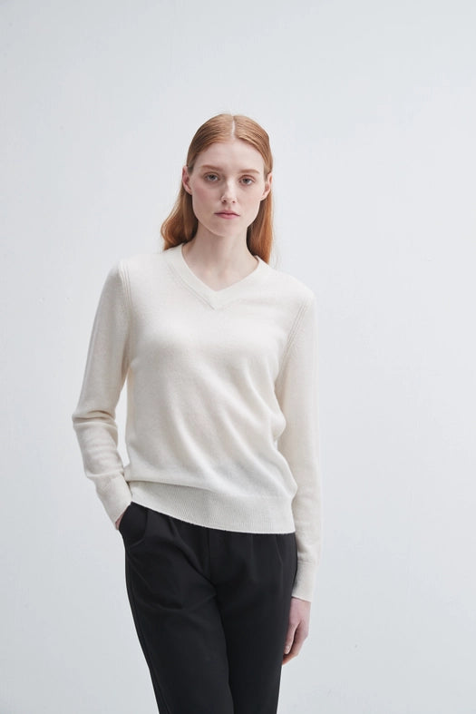 V-Neck Cashmere Sweater Ivory