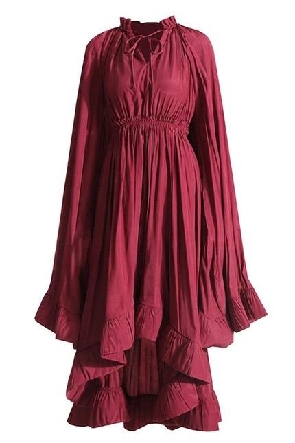 V-Neck Shawl Waist Ruffled Evening Gown