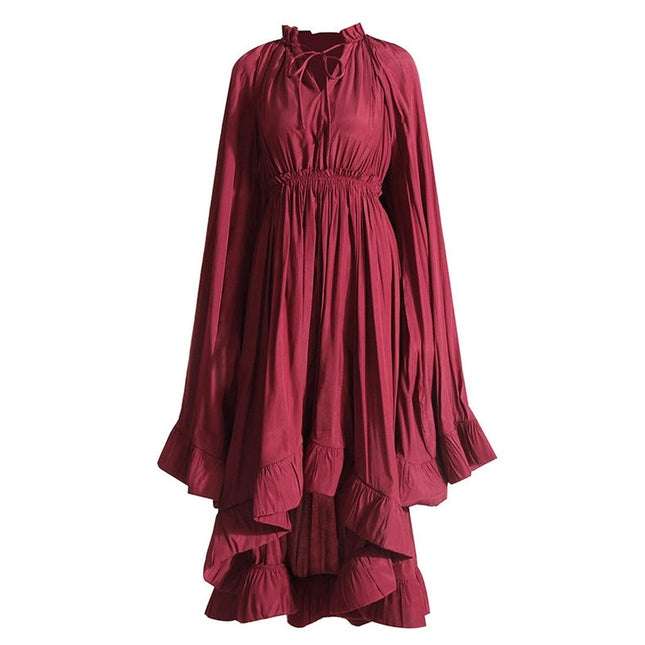 V-Neck Shawl Waist Ruffled Evening Gown