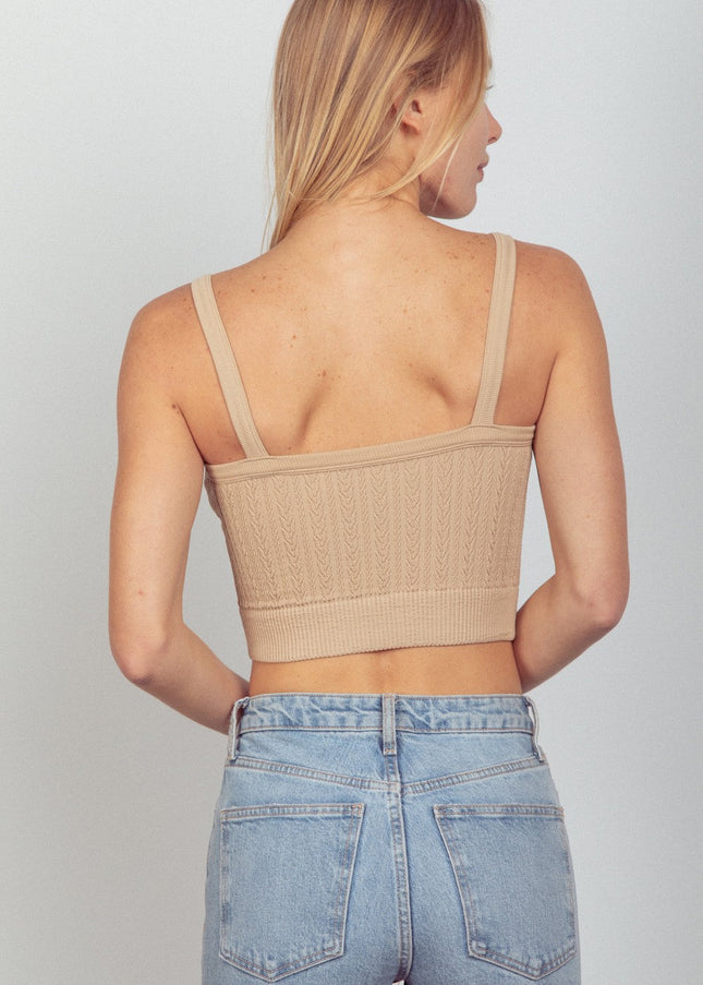 VERY J Cable Knit Seamless Cropped Cami