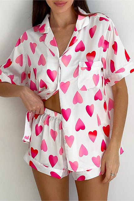 Valentine's Day Love Pajamas Shorts Two-Piece Loungewear Set