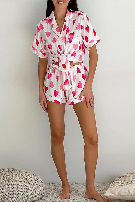 Valentine's Day Love Pajamas Shorts Two-Piece Loungewear Set