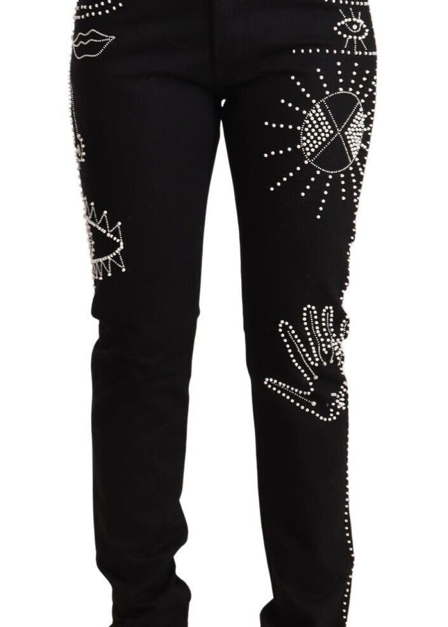 Valentino Embellished Black Mid-Waist Denim