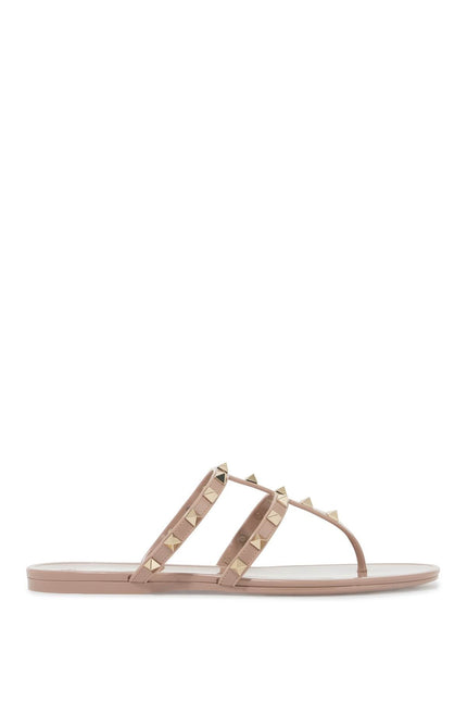 Valentino GARAVANI rockstud pvc thong sandals - Neutral