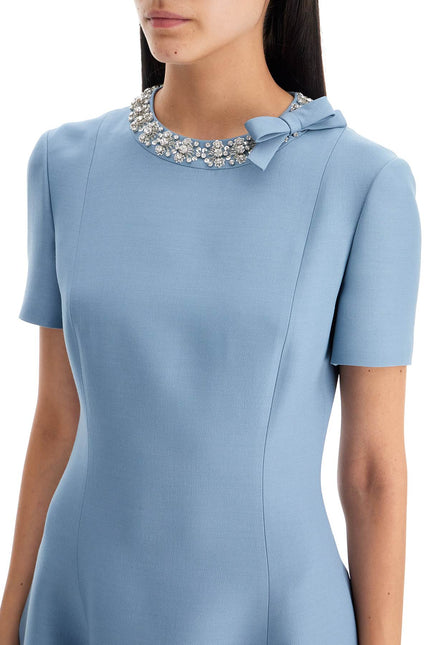 Valentino GARAVANI short crepe couture dress with embroidery - Light blue