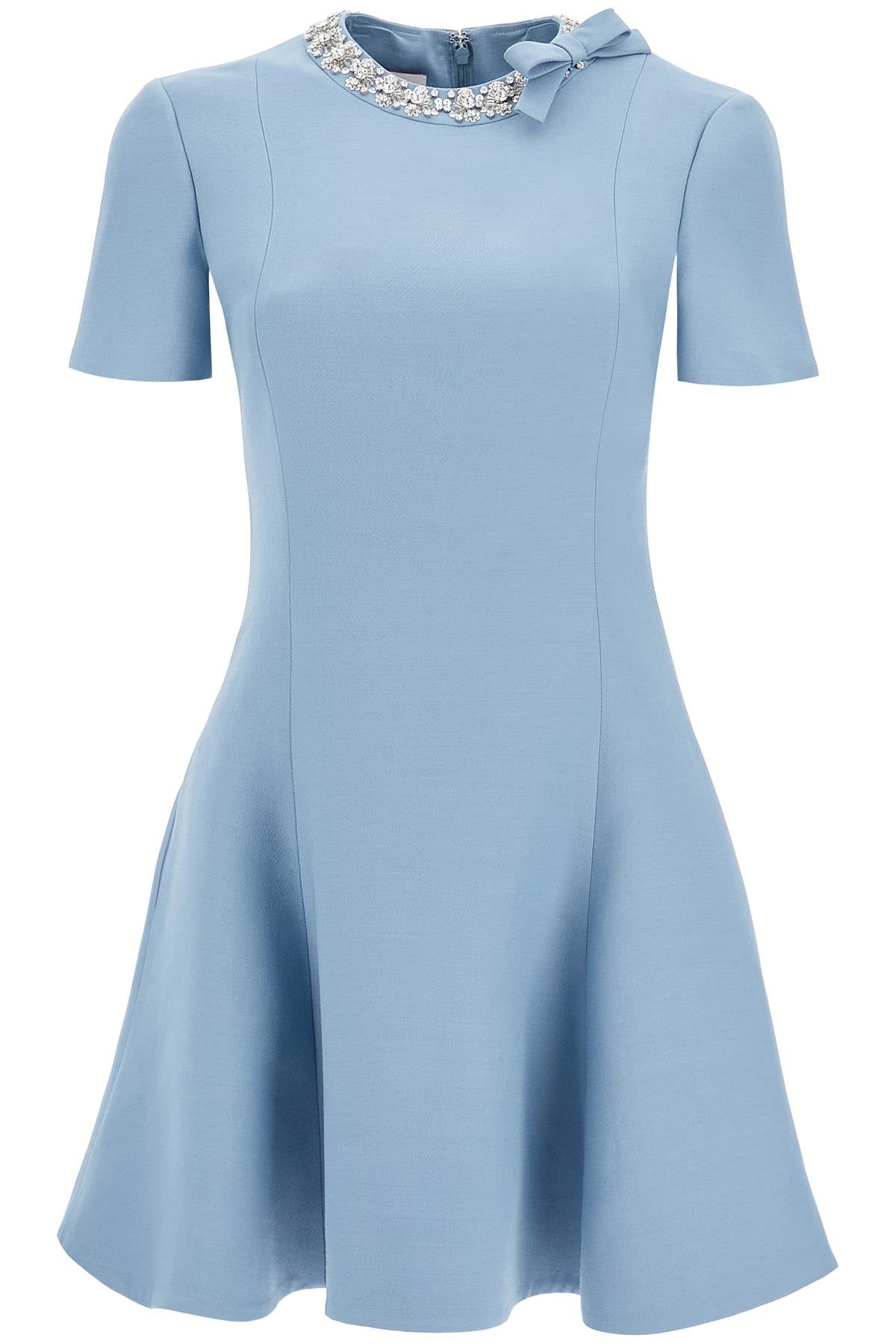 Valentino GARAVANI short crepe couture dress with embroidery - Light blue