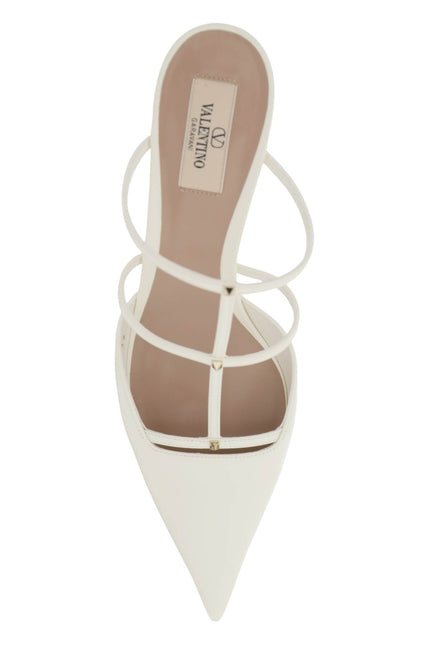 Valentino GARAVANI smooth leather rockstud wispy mules - White