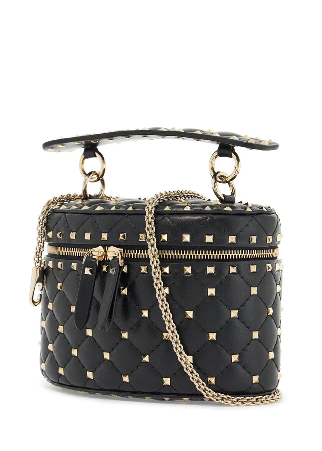 Valentino Garavani black quilted leather cylindrical vanity bag with chain