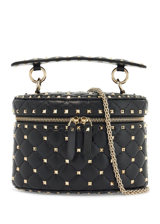 Valentino Garavani black quilted leather cylindrical vanity bag with chain