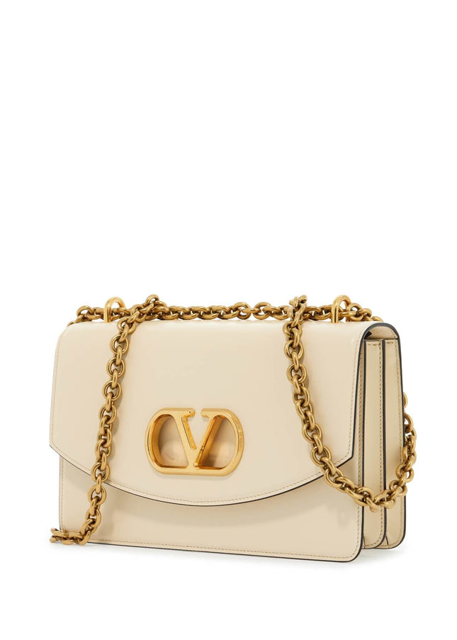 Valentino Garavani borsa a spalla in pelle butter white con tracolla catena