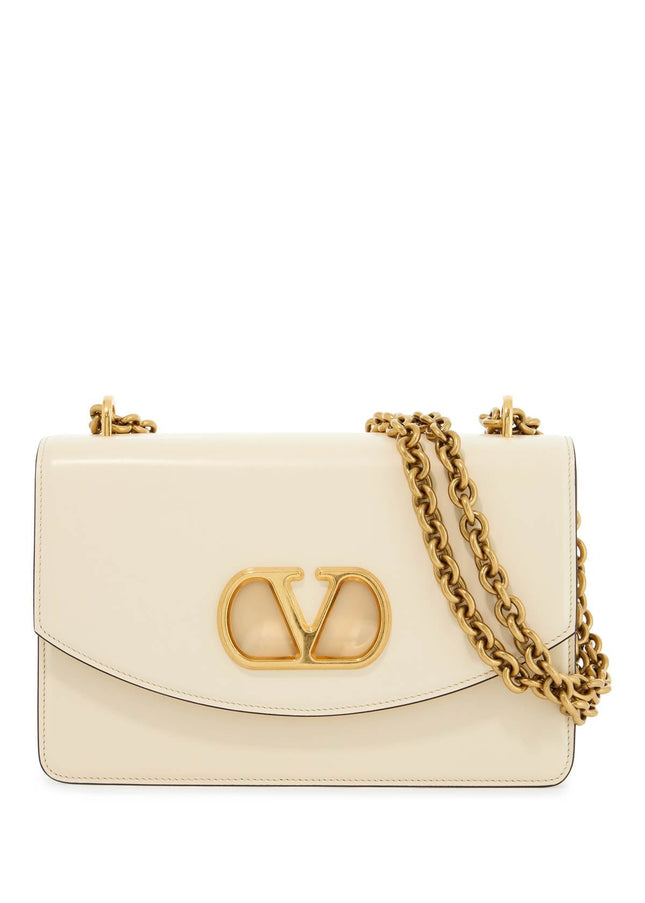 Valentino Garavani borsa a spalla in pelle butter white con tracolla catena