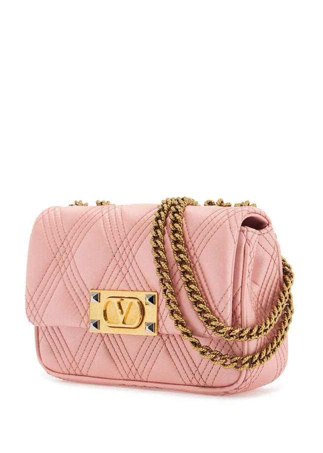 Valentino Garavani borsa a spalla small rock-chic rosa geranio in pelle