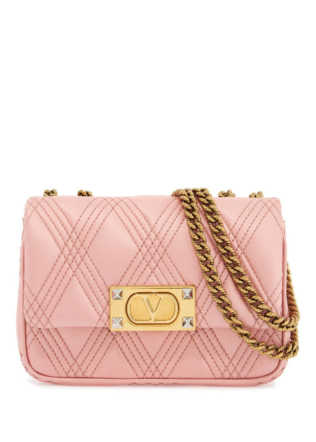 Valentino Garavani borsa a spalla small rock-chic rosa geranio in pelle