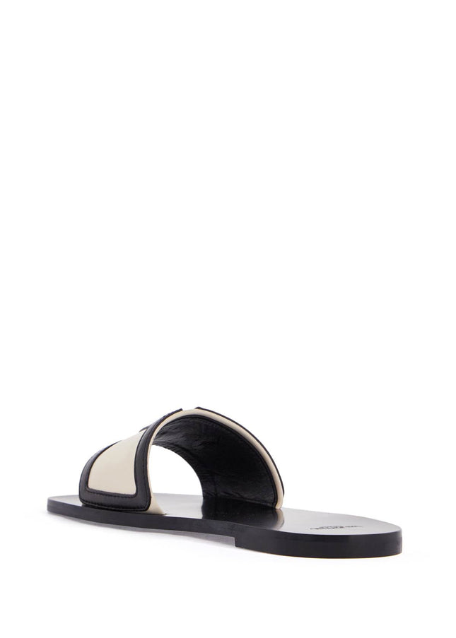 Valentino Garavani butter white and black synthetic slides with wide strap