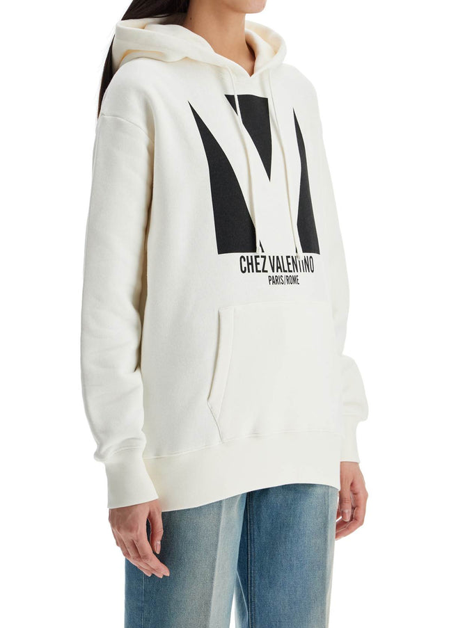 Valentino Garavani ivory cotton hoodie with large logo