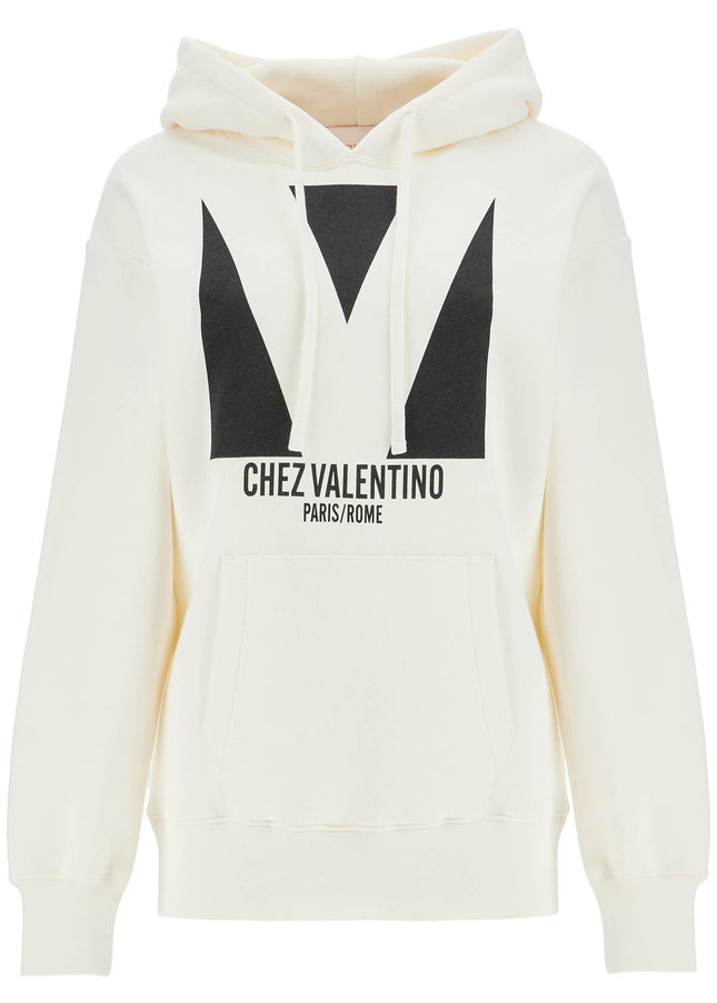 Valentino Garavani ivory cotton hoodie with large logo