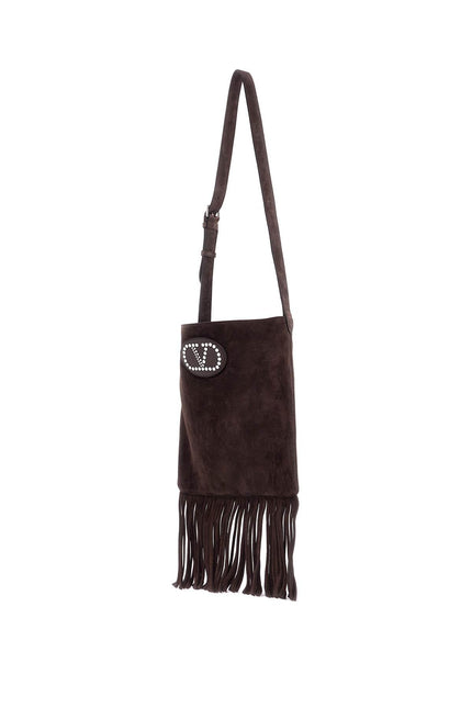 Valentino Garavani medium dark brown suede fringe crossbody bag