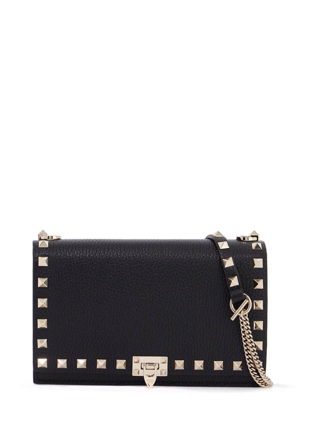 Valentino Garavani mini black leather bag with golden metal studs