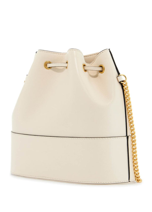 Valentino Garavani mini bucket bag in ivory leather with chain