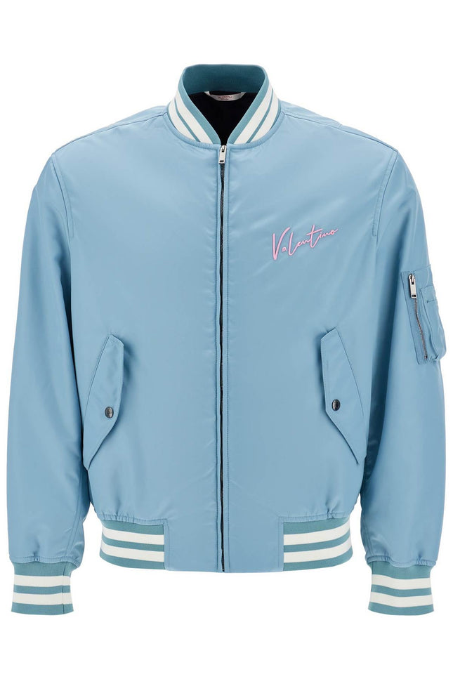 Valentino Garavani nylon bomber jacket with embroidery and print.