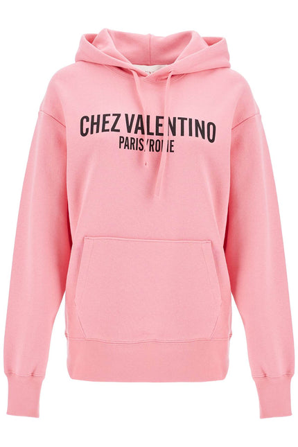 Valentino Garavani pink cotton hoodie with kangaroo pocket