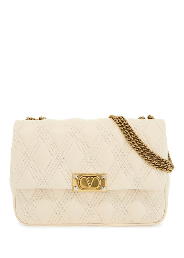 Valentino Garavani quilted shoulder bag butter white with golden chain