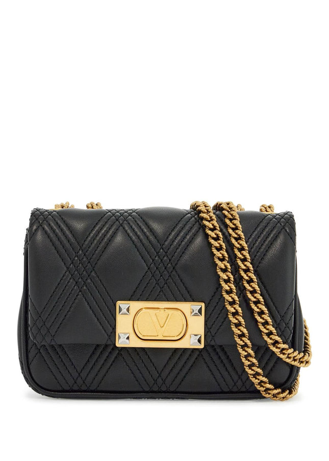 Valentino Garavani small black quilted shoulder bag with gold chain