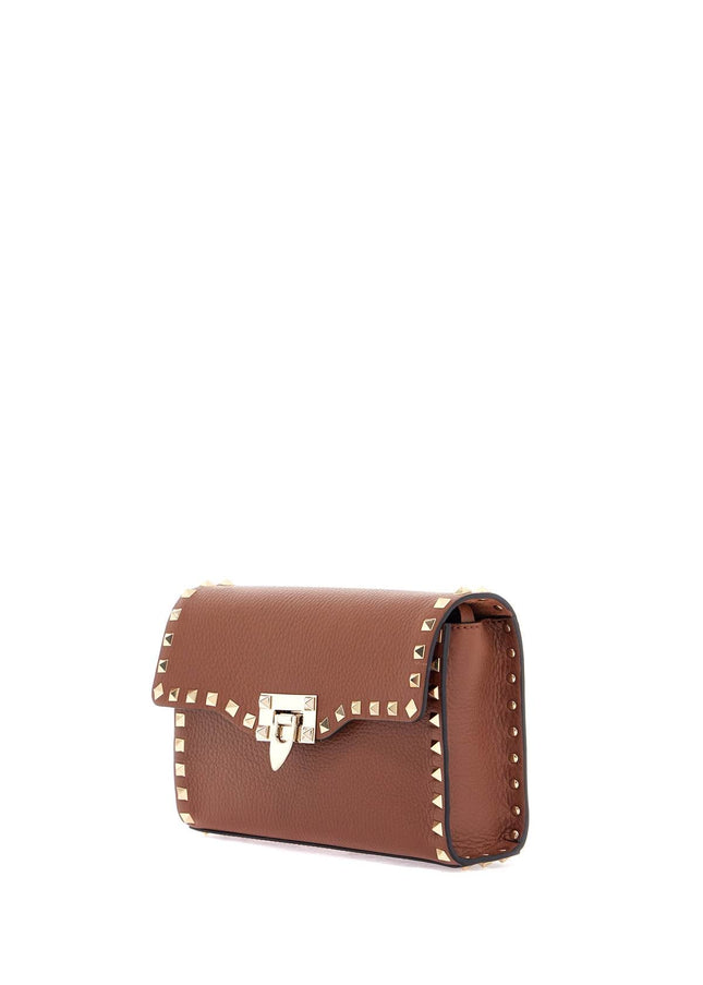 Valentino Garavani small brown leather shoulder bag with studs