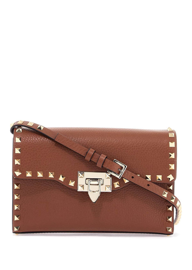 Valentino Garavani small brown leather shoulder bag with studs