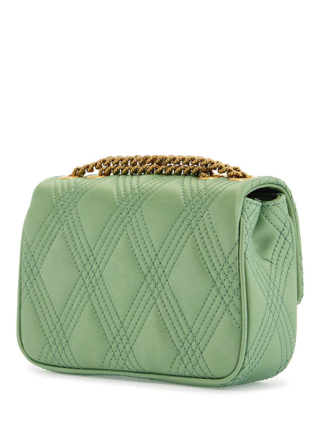 Valentino Garavani small quilted green silk shoulder bag with chain