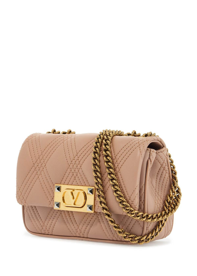 Valentino Garavani small shoulder bag in cinnamon pink with diamond pattern