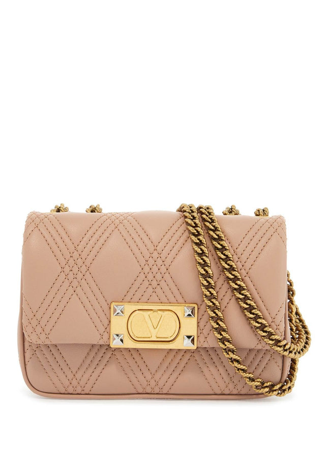 Valentino Garavani small shoulder bag in cinnamon pink with diamond pattern